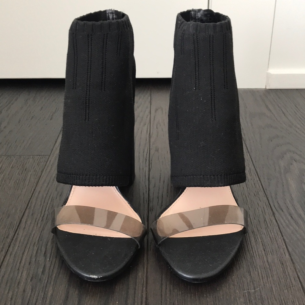 Zara Fabric Thick Black Heels